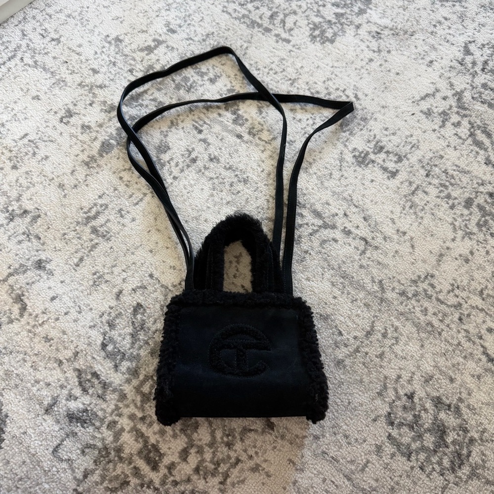 TELFAR X UGG Small Shopper Bag Suede Shearling Black - Picture 2 of 8
